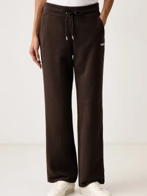 DKNY spodnie dresowe damskie z bawełną brązowy