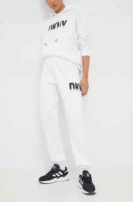Dkny spodnie dresowe kolor biały z nadrukiem DP3P3379