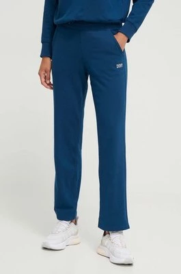 Dkny spodnie dresowe kolor niebieski gładkie DP3P3406