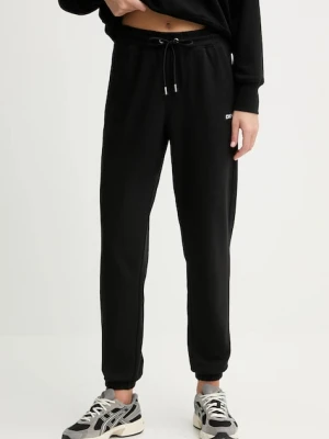Dkny spodnie dresowe LOGO TERRY damskie kolor czarny gładkie DP5P3632