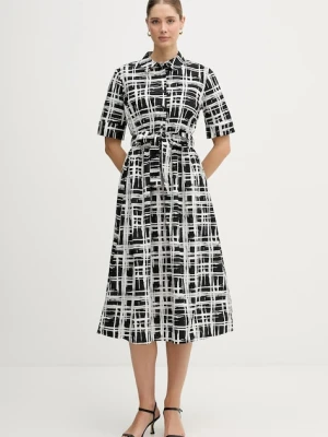 Dkny sukienka bawełniana kolor czarny midi rozkloszowana DD5A1120