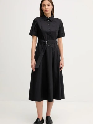 Dkny sukienka bawełniana kolor czarny midi rozkloszowana DJ5D9065