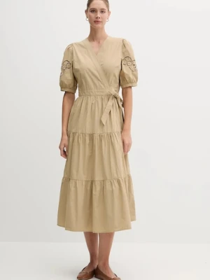 Dkny sukienka bawełniana kolor zielony midi rozkloszowana P5DB0B48