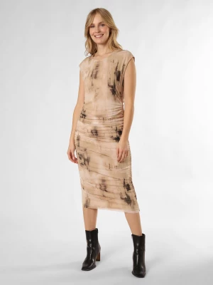 DKNY Sukienka damska Kobiety beżowy|brązowy wzorzysty,