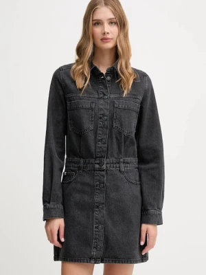 Dkny sukienka jeansowa kolor szary mini rozkloszowana DJ5D9064