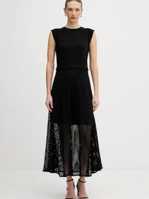 Dkny sukienka kolor czarny maxi rozkloszowana P5KD8DQY
