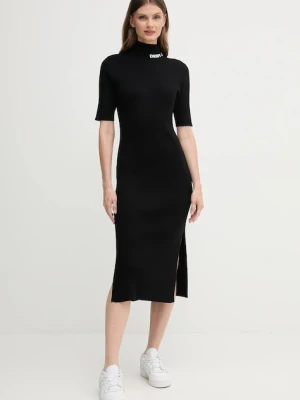 Dkny sukienka kolor czarny midi dopasowana DJ5R0751