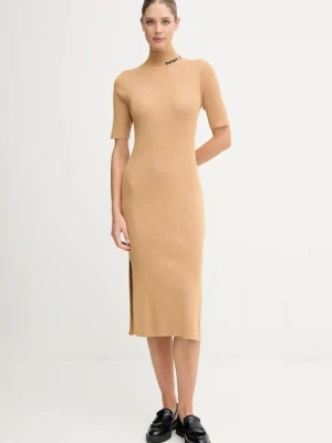 Dkny sukienka kolor czarny midi dopasowana DJ5R0751