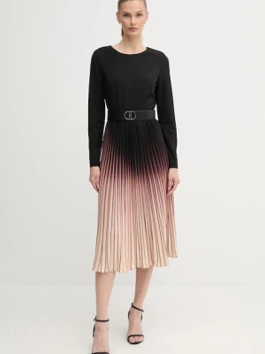 Dkny sukienka kolor czarny midi rozkloszowana DD4H1C24