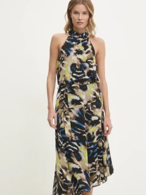 Dkny sukienka kolor czarny midi rozkloszowana P4KBGZ62