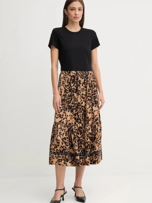 Dkny sukienka kolor czarny midi rozkloszowana P5EB7BBZ