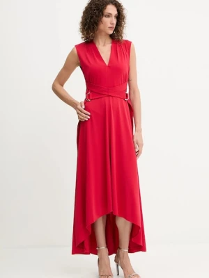 Dkny sukienka kolor czerwony maxi rozkloszowana DD5J1M09