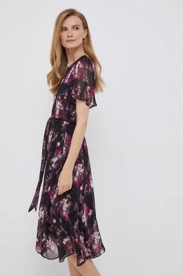 Dkny sukienka kolor fioletowy midi rozkloszowana
