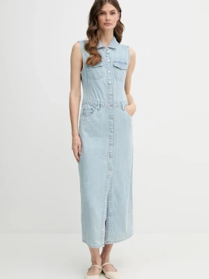 Dkny sukienka kolor niebieski maxi prosta DJ5D9058