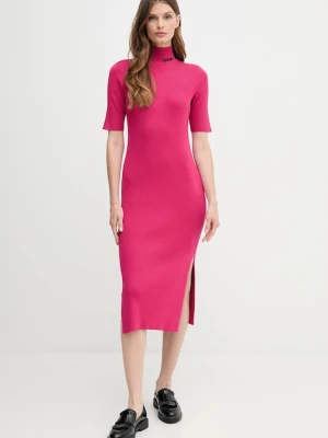 Dkny sukienka kolor różowy midi dopasowana DJ5R0751