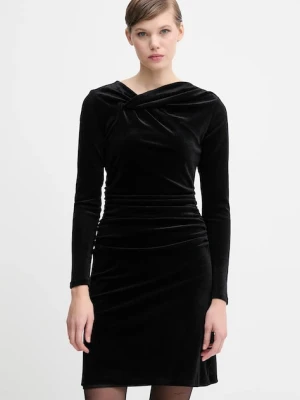Dkny sukienka welurowa kolor czarny mini dopasowana DD5V1M55