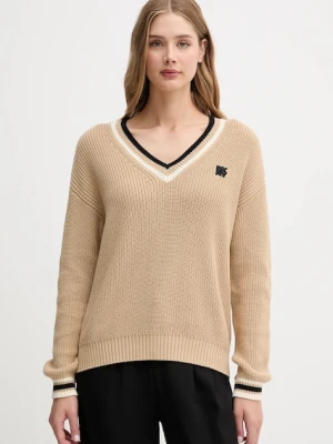 Dkny sweter bawełniany damski kolor beżowy ciepły DJ5R0730