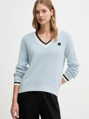 Dkny sweter bawełniany damski kolor niebieski ciepły DJ5R0730