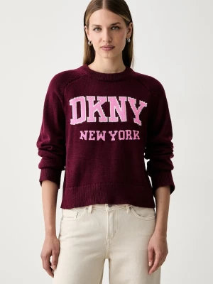 DKNY sweter damski bordowy