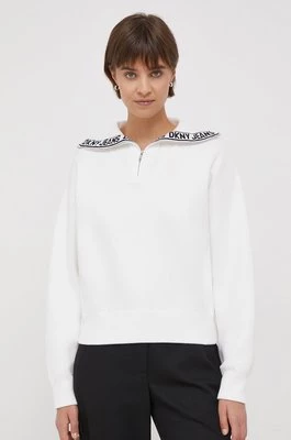Dkny sweter damski kolor biały ciepły z golfem E34SAK84