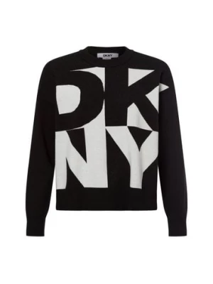 DKNY Sweter damski z dzianiny Kobiety Sztuczne włókno czarny wzorzysty,