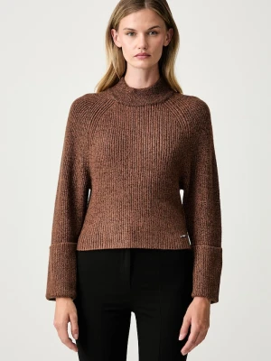 DKNY sweter damski z wiskozą brązowy