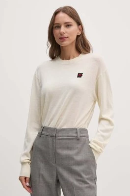 Dkny sweter wełniany damski kolor beżowy lekki D2E4A116