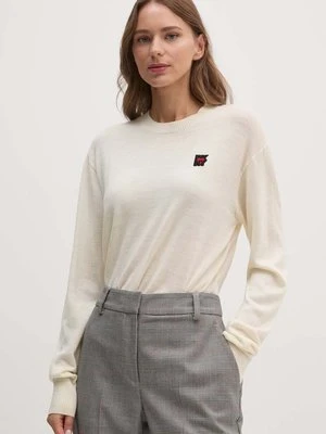 Dkny sweter wełniany damski kolor beżowy lekki D2E4A116