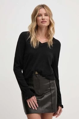 Dkny sweter z domieszką wełny damski kolor czarny lekki D2G4A151