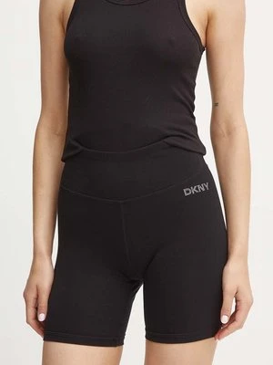 Dkny szorty damskie kolor czarny z aplikacją high waist DP4S5218