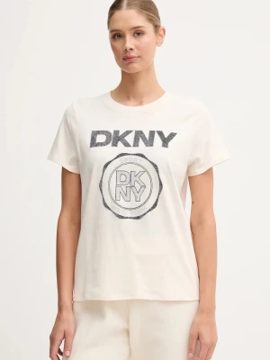 DKNY t-shirt bawełniany beżowy