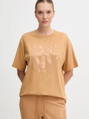 DKNY t-shirt bawełniany brązowy