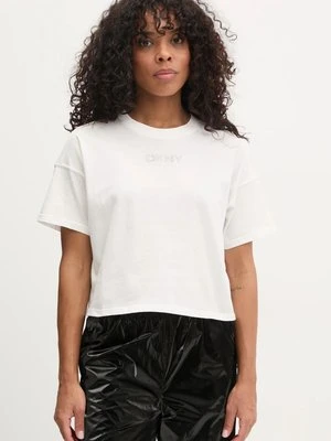 Dkny t-shirt bawełniany damski kolor beżowy DP4T1070