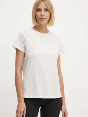 Dkny t-shirt bawełniany damski kolor beżowy DP4T9672