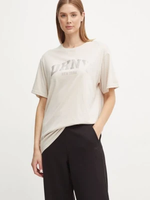 Dkny t-shirt bawełniany damski kolor beżowy DP4T9812