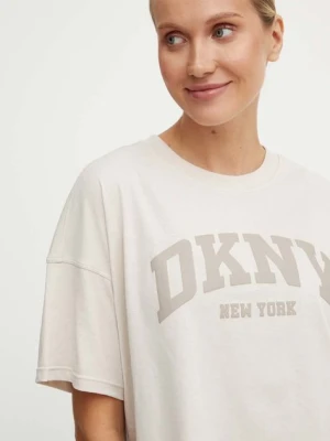 Dkny t-shirt bawełniany damski kolor beżowy DP4T9945