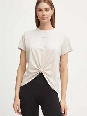 Dkny t-shirt bawełniany damski kolor beżowy DP4T9994