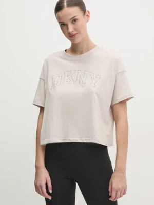 Dkny t-shirt bawełniany damski kolor beżowy DP5T1119