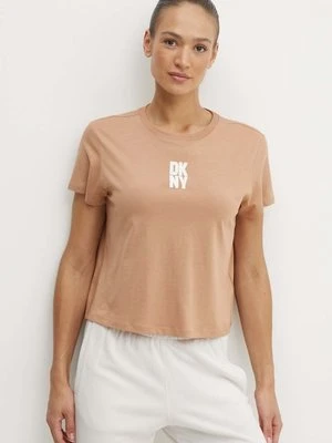 Dkny t-shirt bawełniany damski kolor brązowy DP4T9699