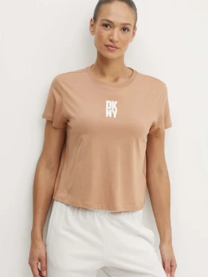 Dkny t-shirt bawełniany damski kolor brązowy DP4T9699