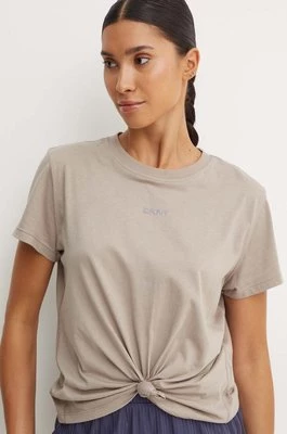 Dkny t-shirt bawełniany damski kolor brązowy DP4T9994