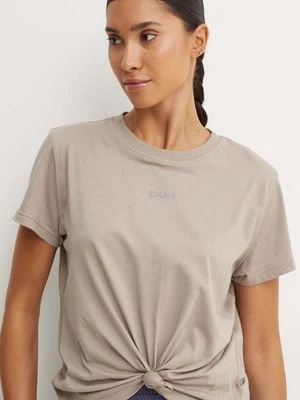 Dkny t-shirt bawełniany damski kolor brązowy DP4T9994