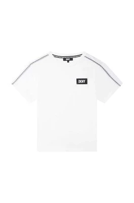 Dkny t-shirt bawełniany dziecięcy kolor biały z nadrukiem