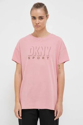 Dkny t-shirt bawełniany kolor różowy