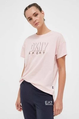Dkny t-shirt bawełniany kolor różowy