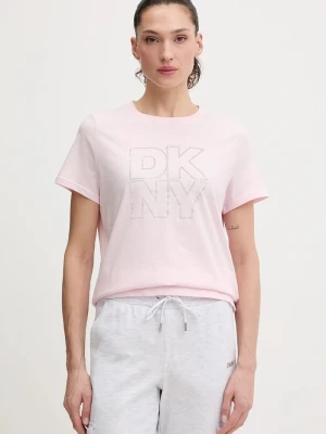 DKNY t-shirt bawełniany różowy