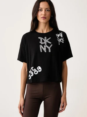 DKNY T-shirt damski bawełniany czarny