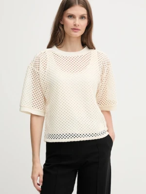 Dkny t-shirt damski kolor beżowy P5DHSBMA