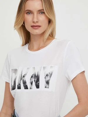 Dkny t-shirt damski kolor biały P4AHUWNA