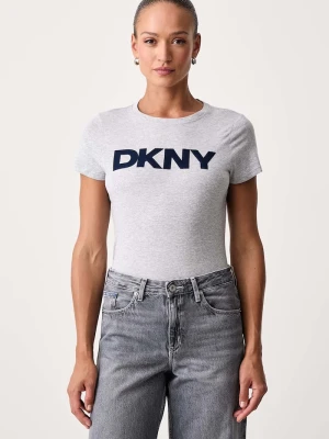 DKNY T-shirt damski z bawełną szary